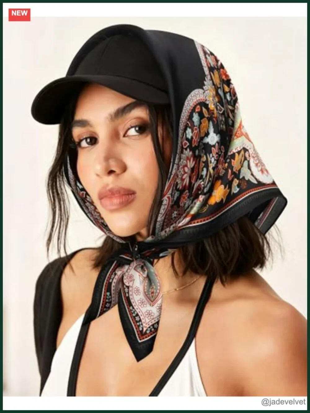 100% Real Mulberry Silk Double-Sided Print Hair Scarf 26